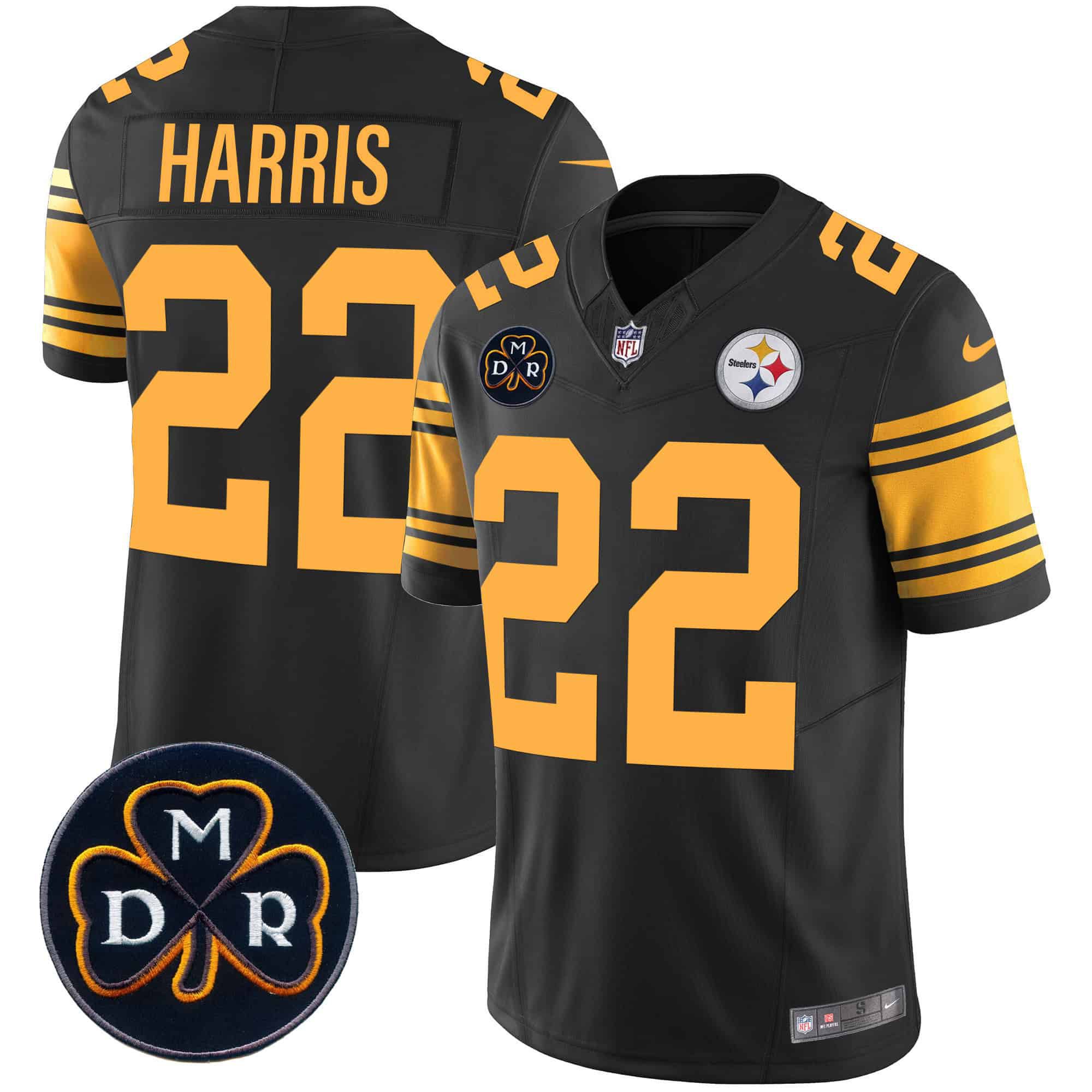 Men Pittsburgh Steelers #22 Harris Black 2024 Nike DMR Patch Vapor Limited NFL Jersey style 2->indianapolis colts->NFL Jersey